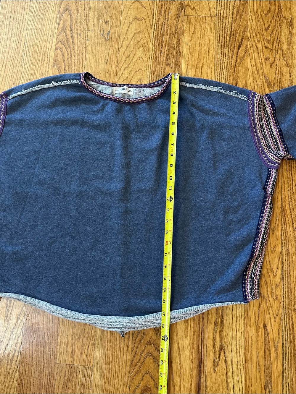 NATURAL LIFE Knit Trim Indigo Sweatshirt Size Large / XL - Picture 10 of 10